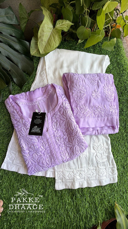 Yalina Pure Modal Satin Kurtis Lilac
