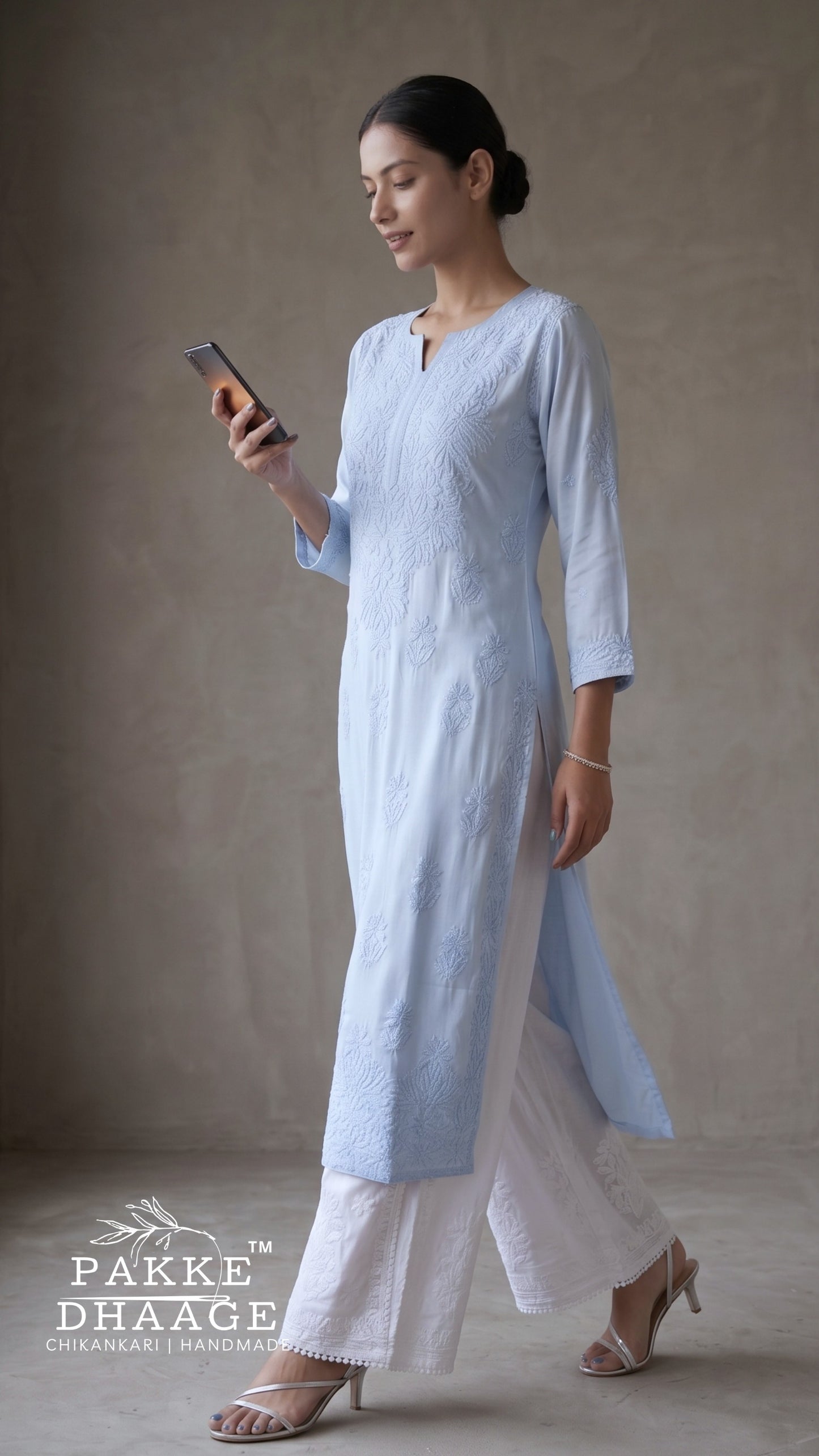 Yalina Pure Modal Satin Kurtis Powder Blue