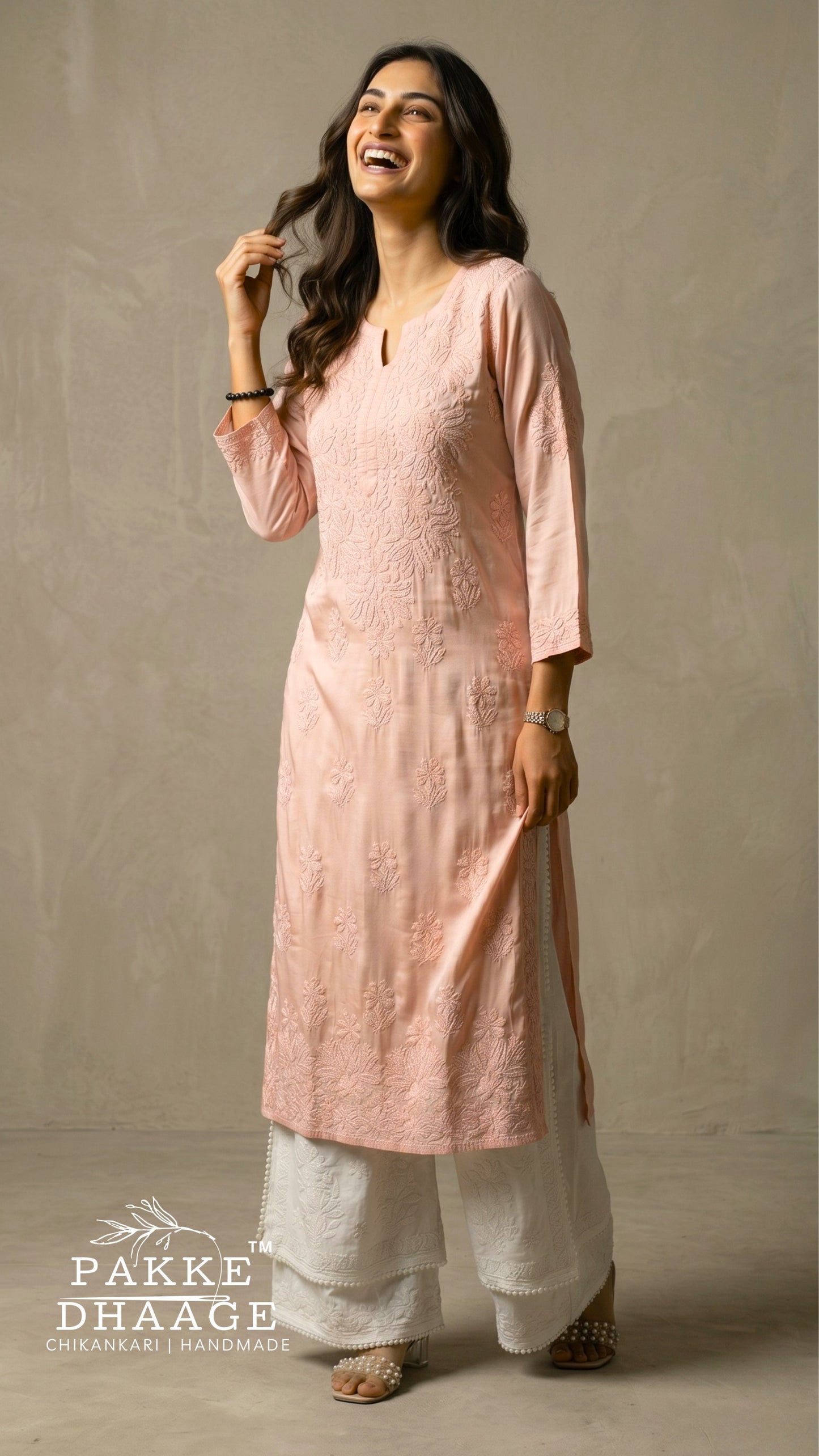 Yalina Pure Modal Satin Kurtis Pastel Peach
