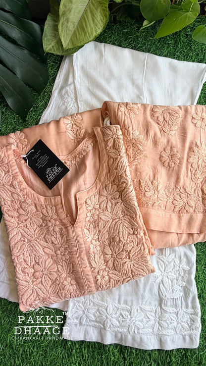 Yalina Pure Modal Satin Kurtis Pastel Peach