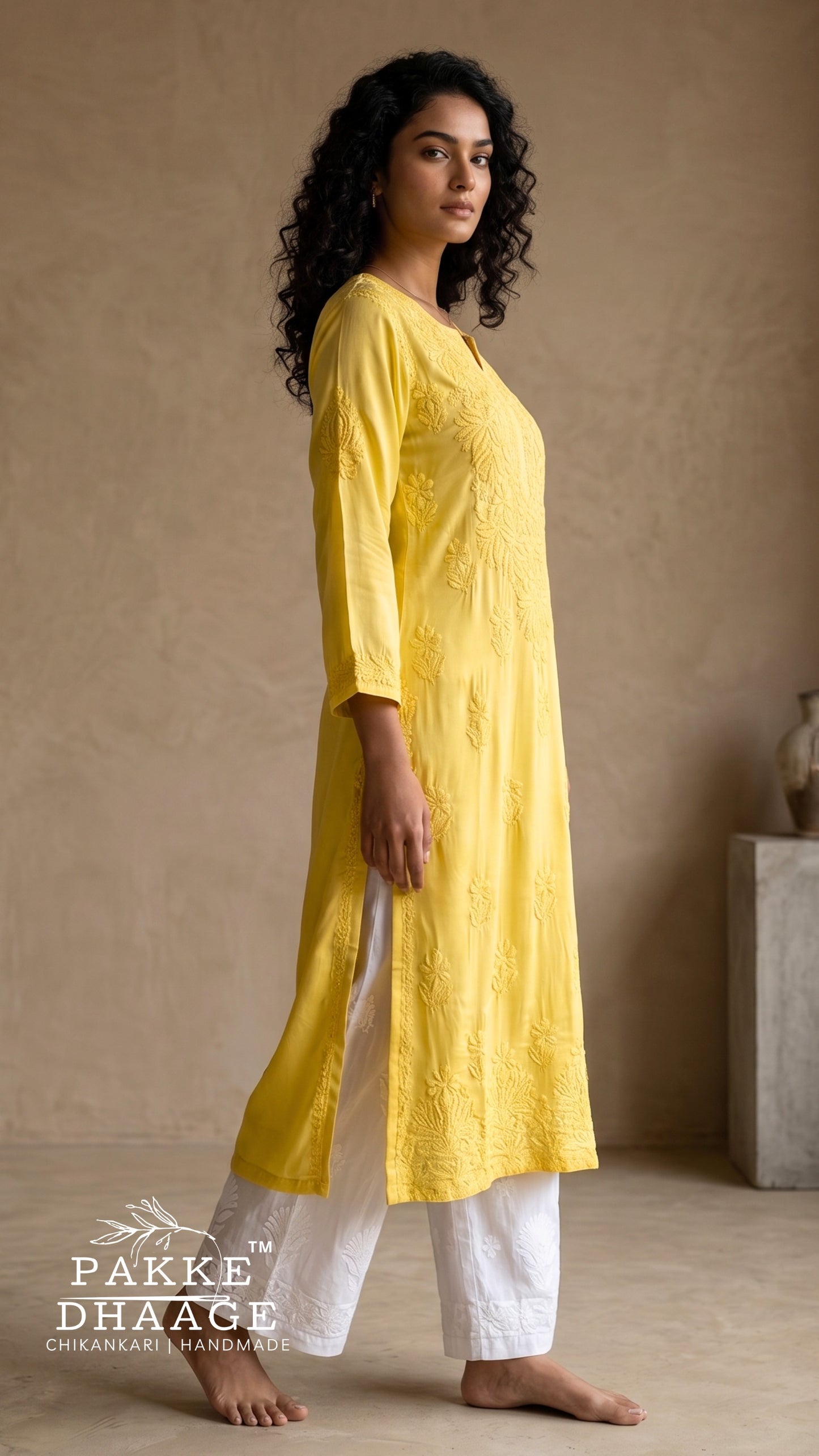 Yalina Pure Modal Satin Kurtis Buttercup Yellow
