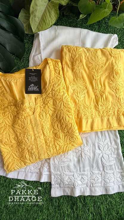 Yalina Pure Modal Satin Kurtis Buttercup Yellow