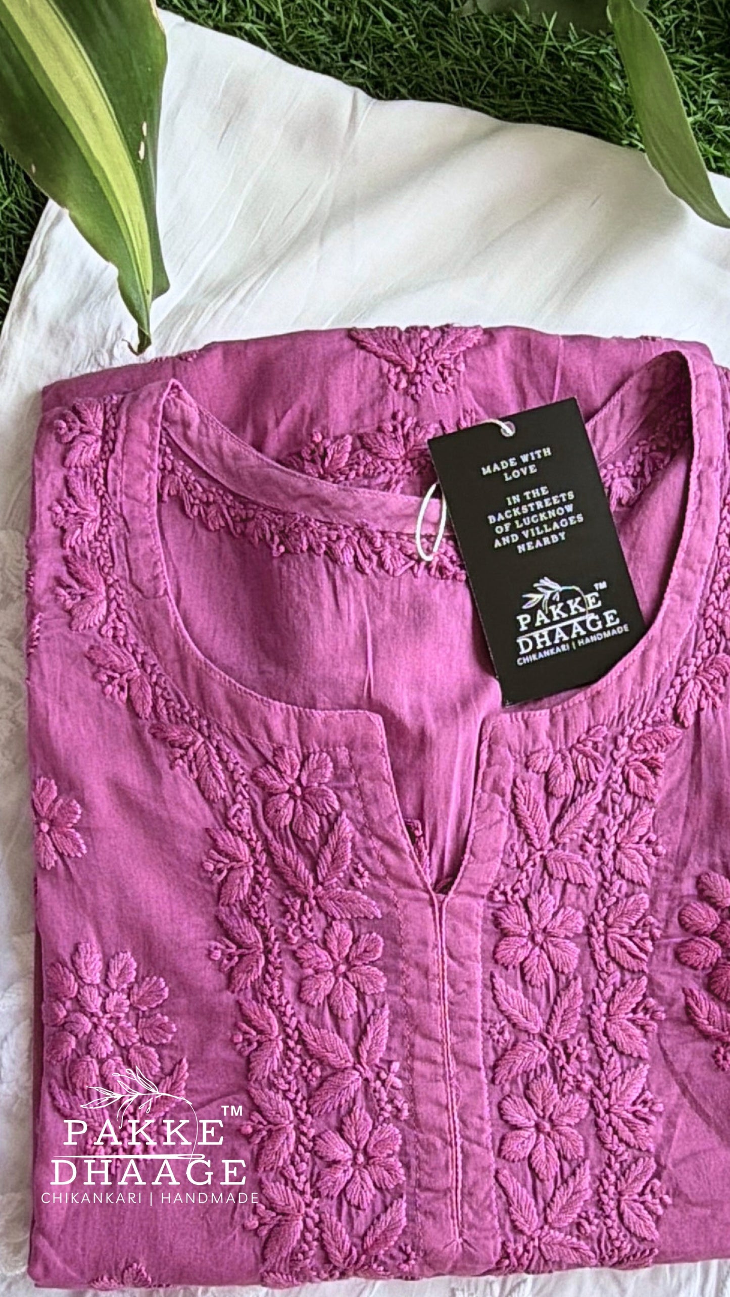 Maahi Pure Mulmul Chikankari Kurtis Light Jamun