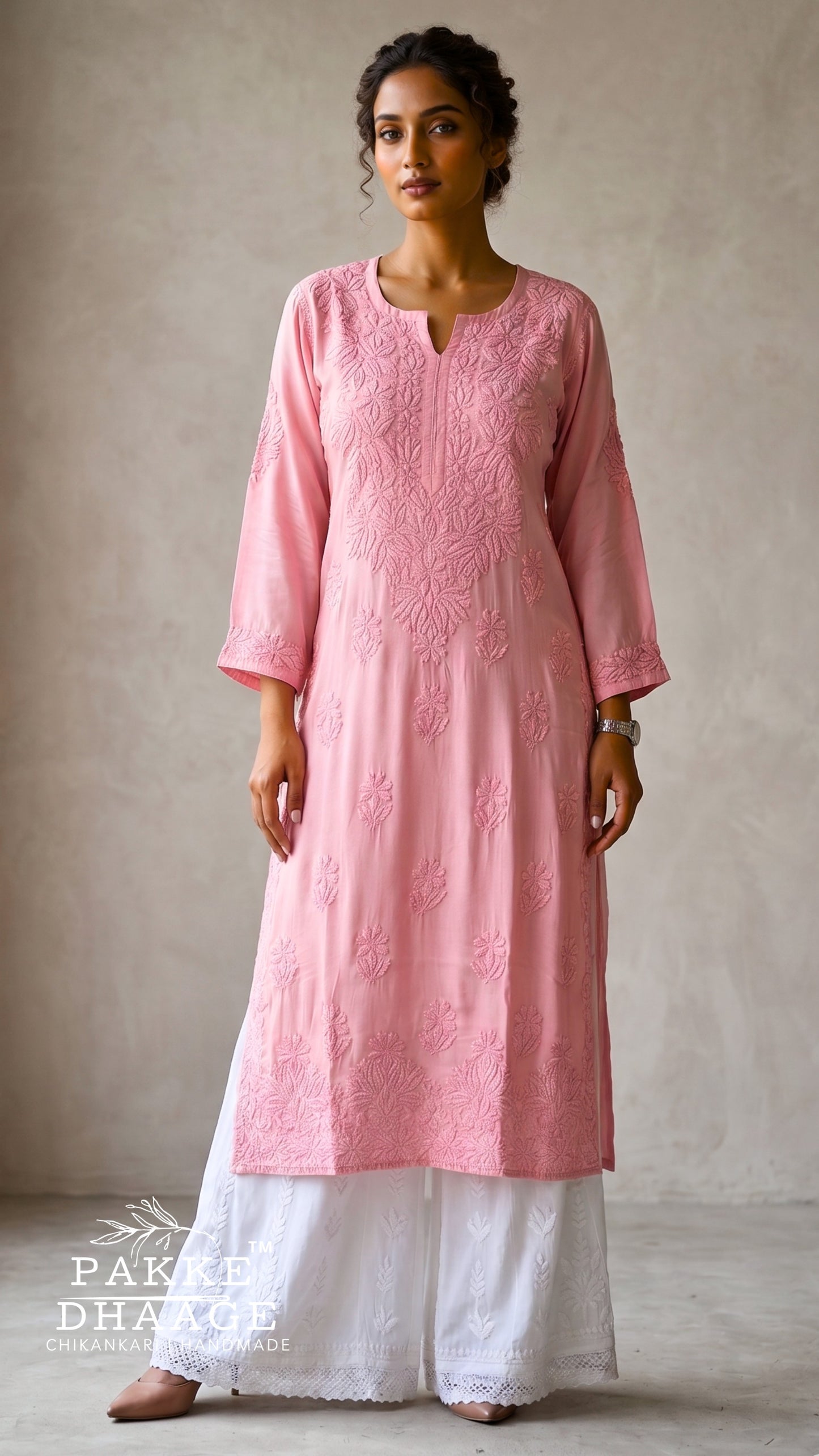 Yalina Pure Modal Satin Kurtis Onion Pink
