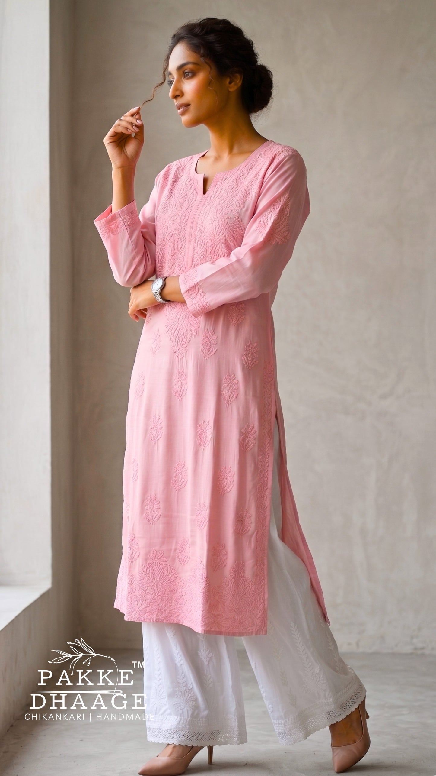 Yalina Pure Modal Satin Kurtis Onion Pink