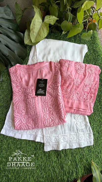 Yalina Pure Modal Satin Kurtis Onion Pink