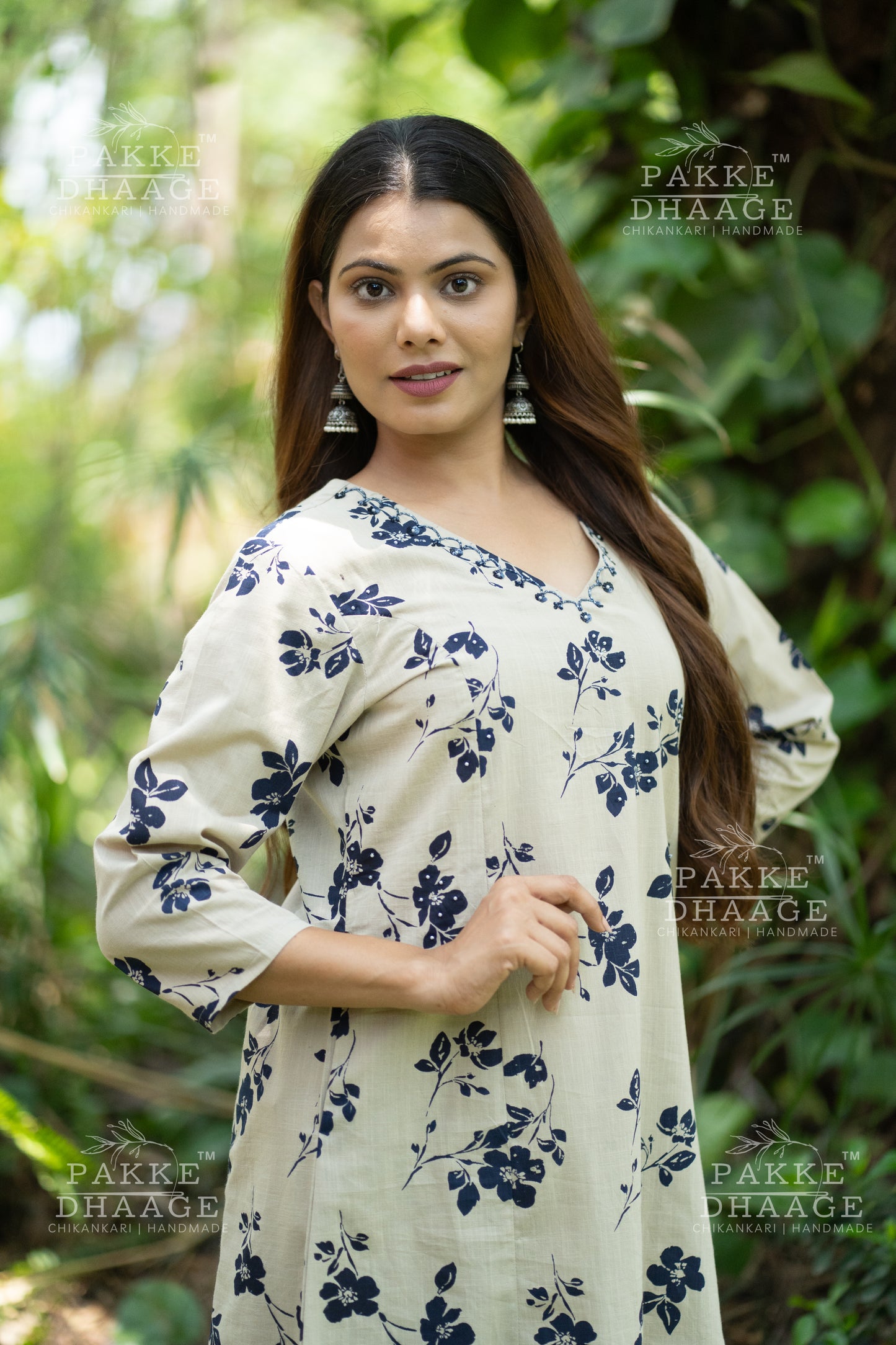 Ivory Indigo Bloom Pure Cotton Co-ord Set