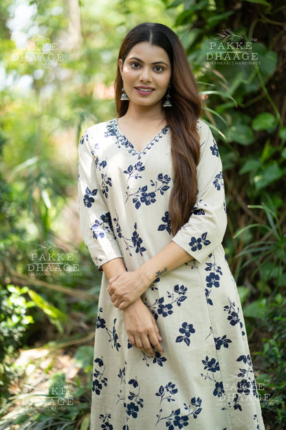 Ivory Indigo Bloom Pure Cotton Co-ord Set