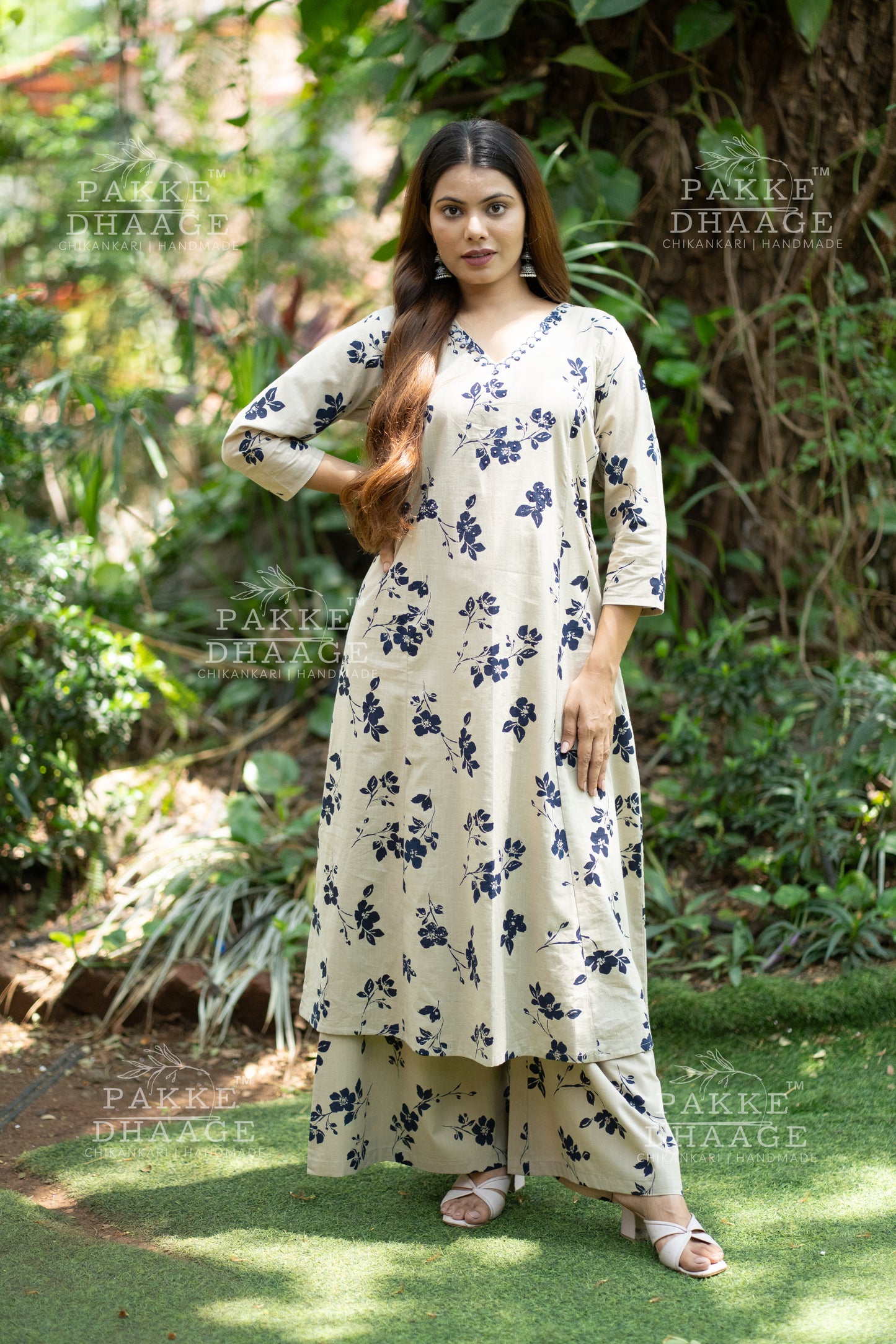 Ivory Indigo Bloom Pure Cotton Co-ord Set
