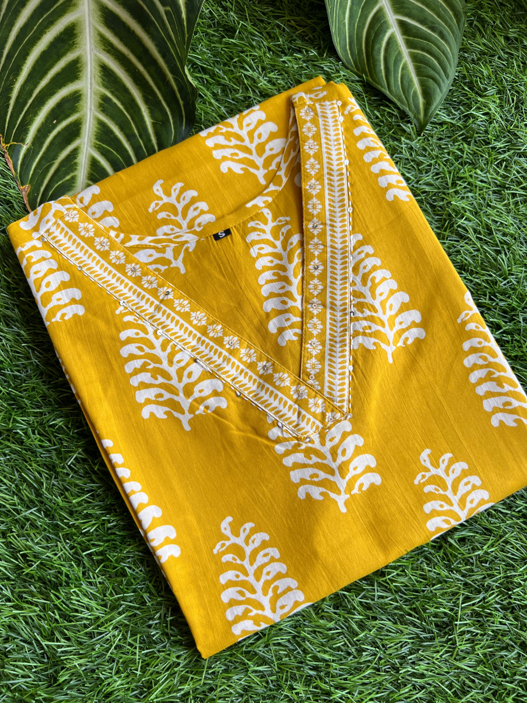 Maya Pure Cotton Jaipuri Kurti Mustard Yellow