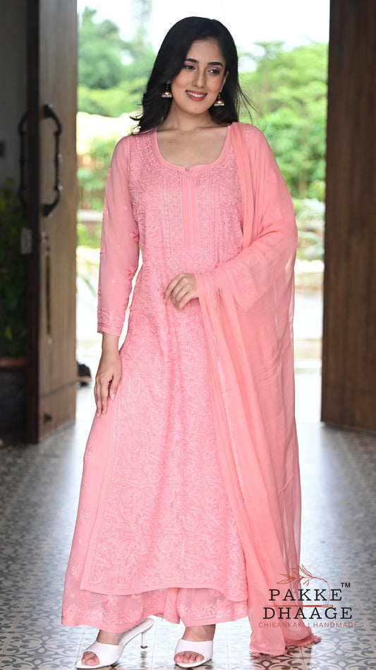 Roohani Georgette Kurta & Kurta Sets - Rosewood Pink