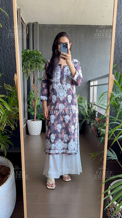 Seher Pure Cotton Kurta - Blackberry Wine