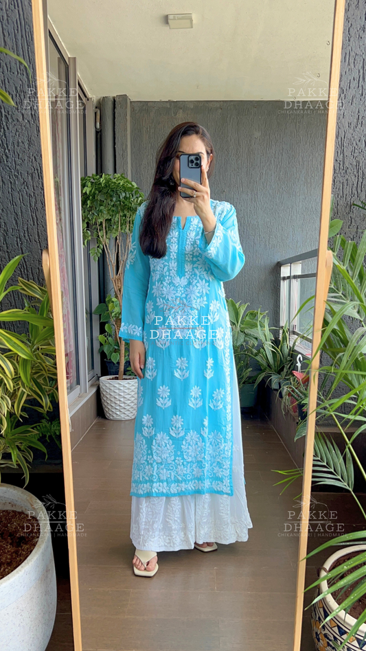 Aaliya Pure Modal Kurta - Sky Blue