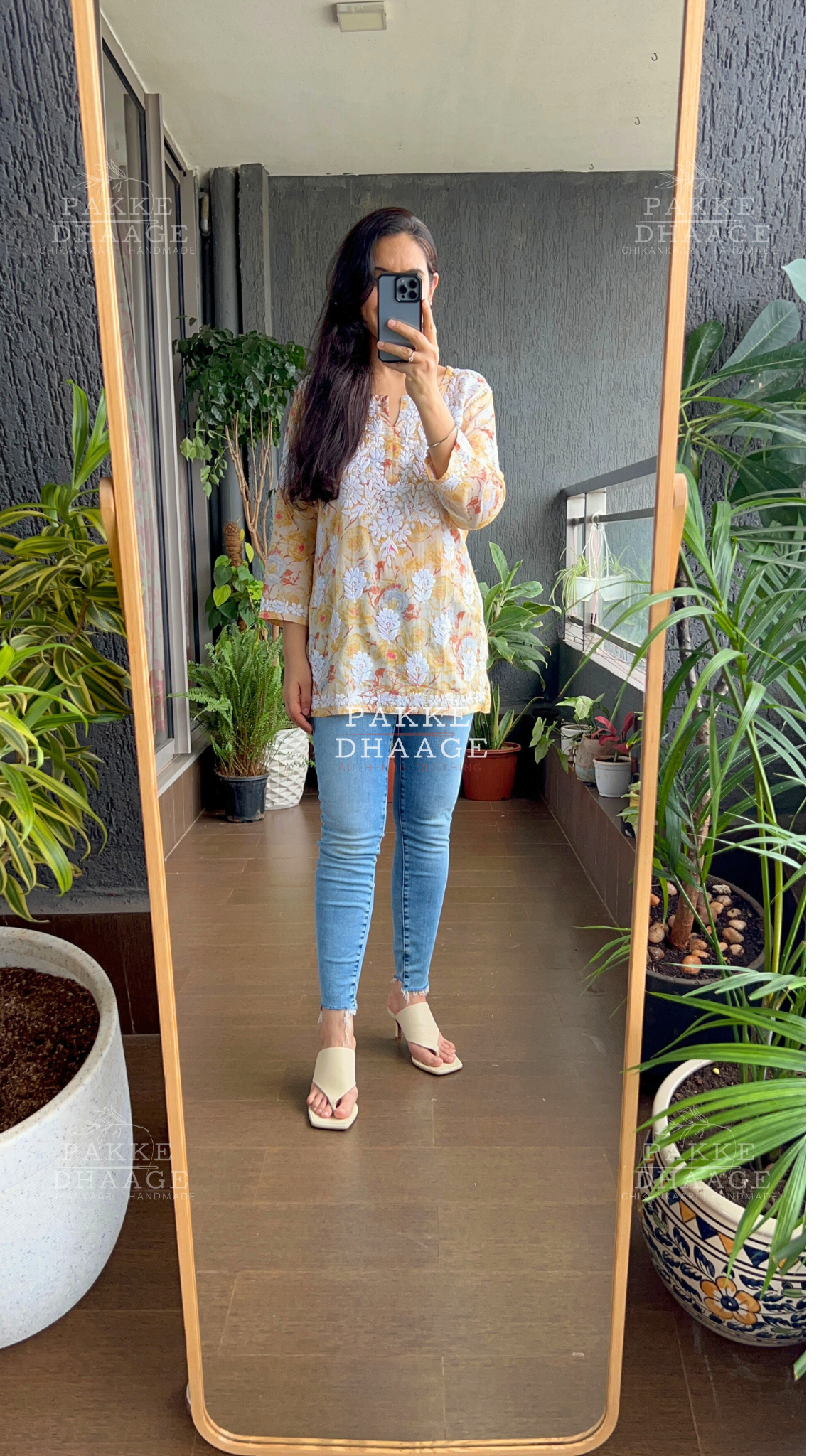 Myra Pure Mulmul Short Kurti Shadow Lime