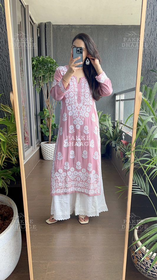 Aaliya Pure Modal Kurta - Onion Pink