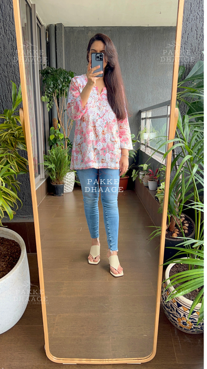Myra Pure Mulmul Short Kurti Shadow Lime