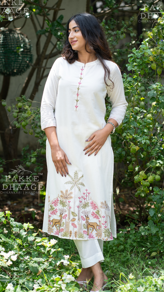 Needle Art Embroidered 3-Pc Suit Set White