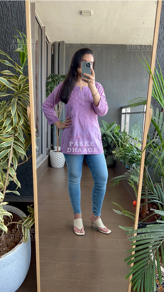 Saira Chic Pure Mulmul Short Kurti - Mauve