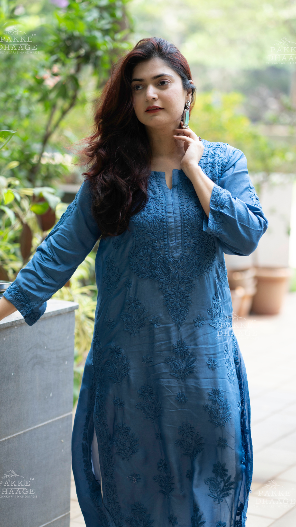 Mahek Pure Muslin Silk Kurta - Classic Blue