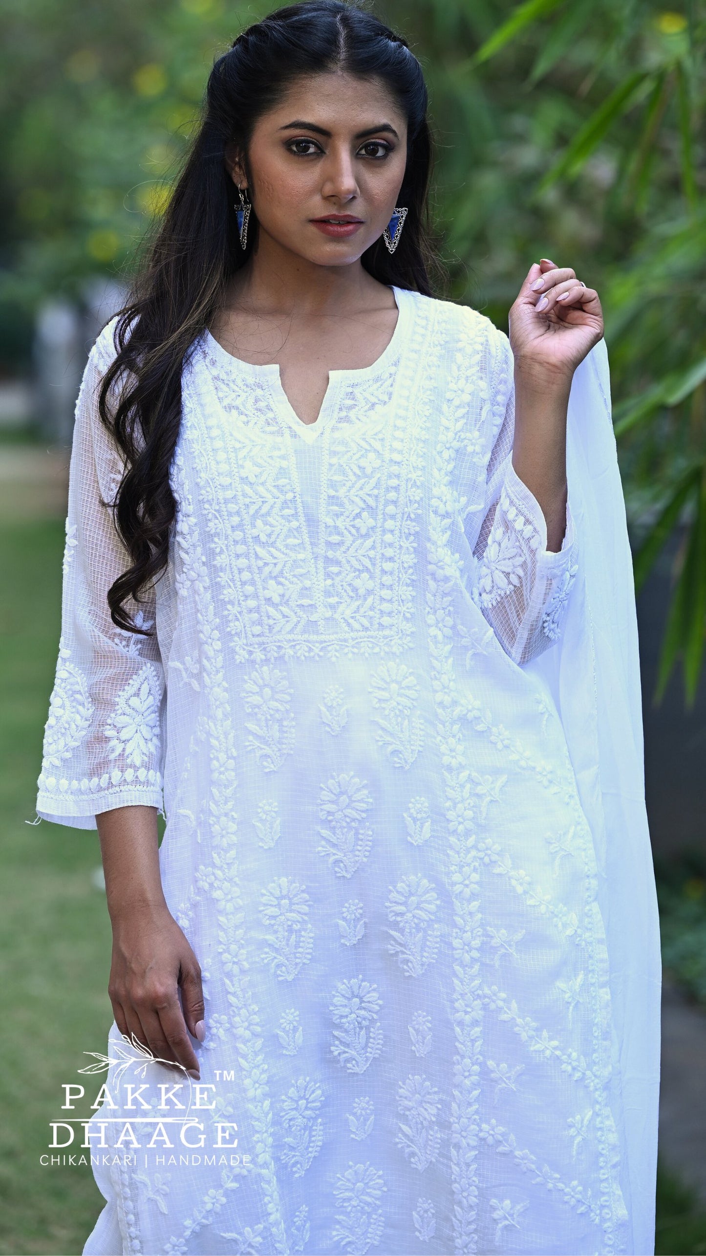 Amara Pure Kota Doria Chikankari Kurta Sets - Pristine White