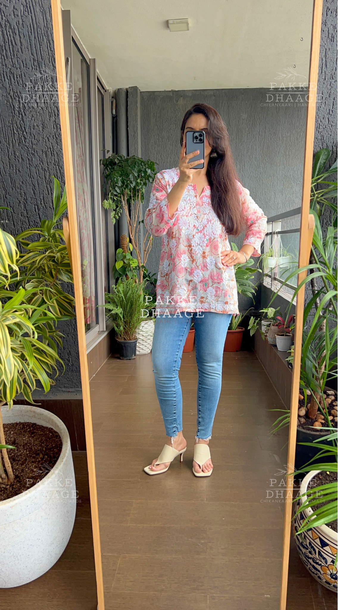 Myra Pure Mulmul Short Kurti Shadow Lime