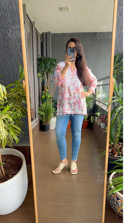 Myra Pure Mulmul Short Kurti Shadow Lime
