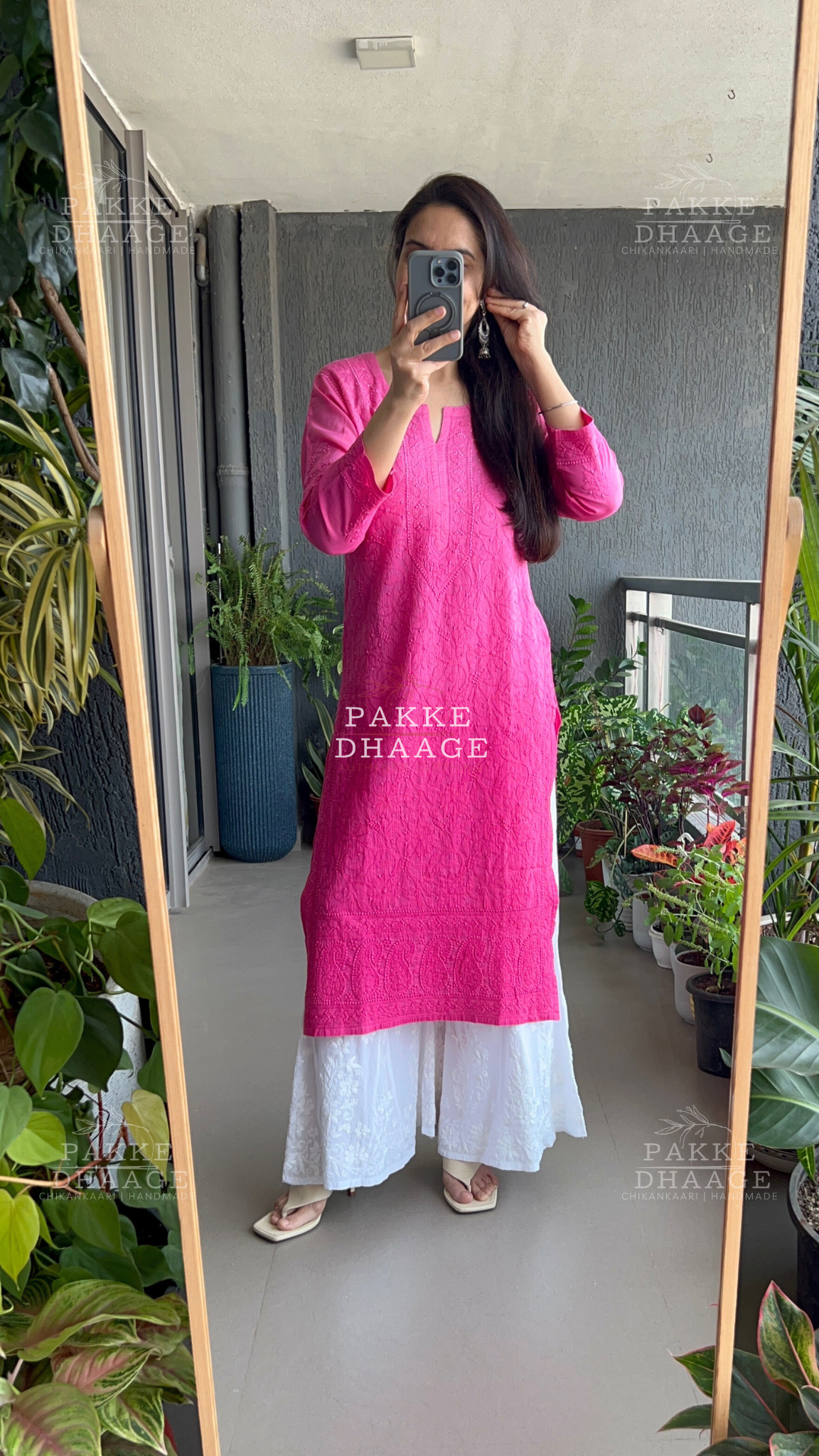 Muskaan Pure Mulmul Cotton Kurta Ombre Pink Yarrow