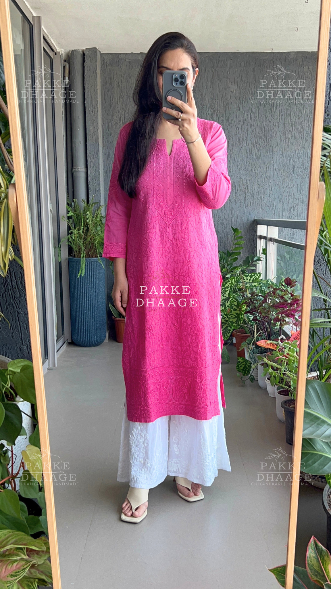 Muskaan Pure Mulmul Cotton Kurta Ombre Pink Yarrow