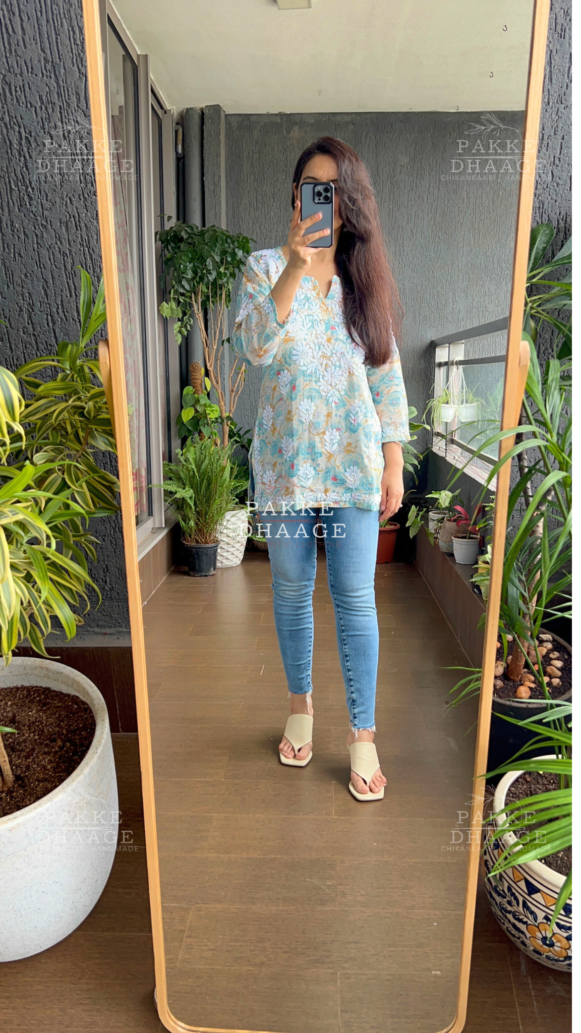 Myra Pure Mulmul Short Kurti Shadow Lime