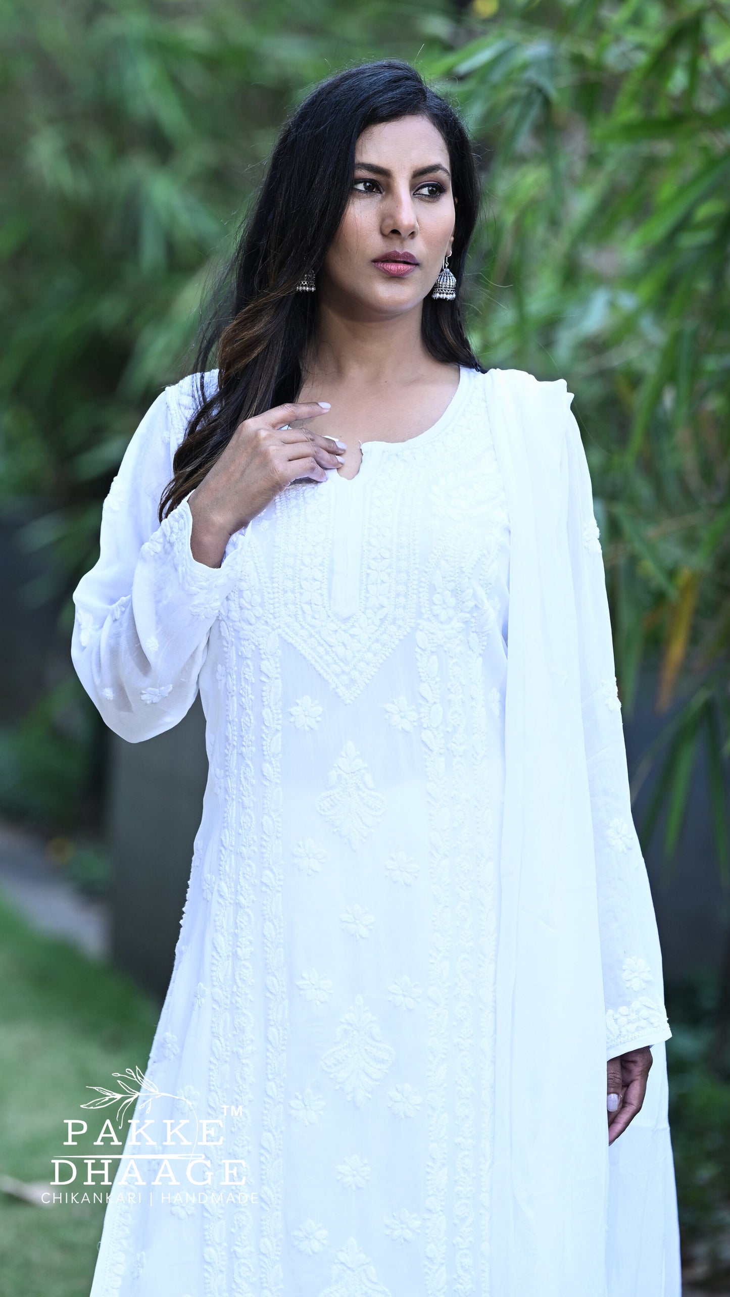 Nazakat Pure Viscose Georgette Kurtas & Sets Pristine White