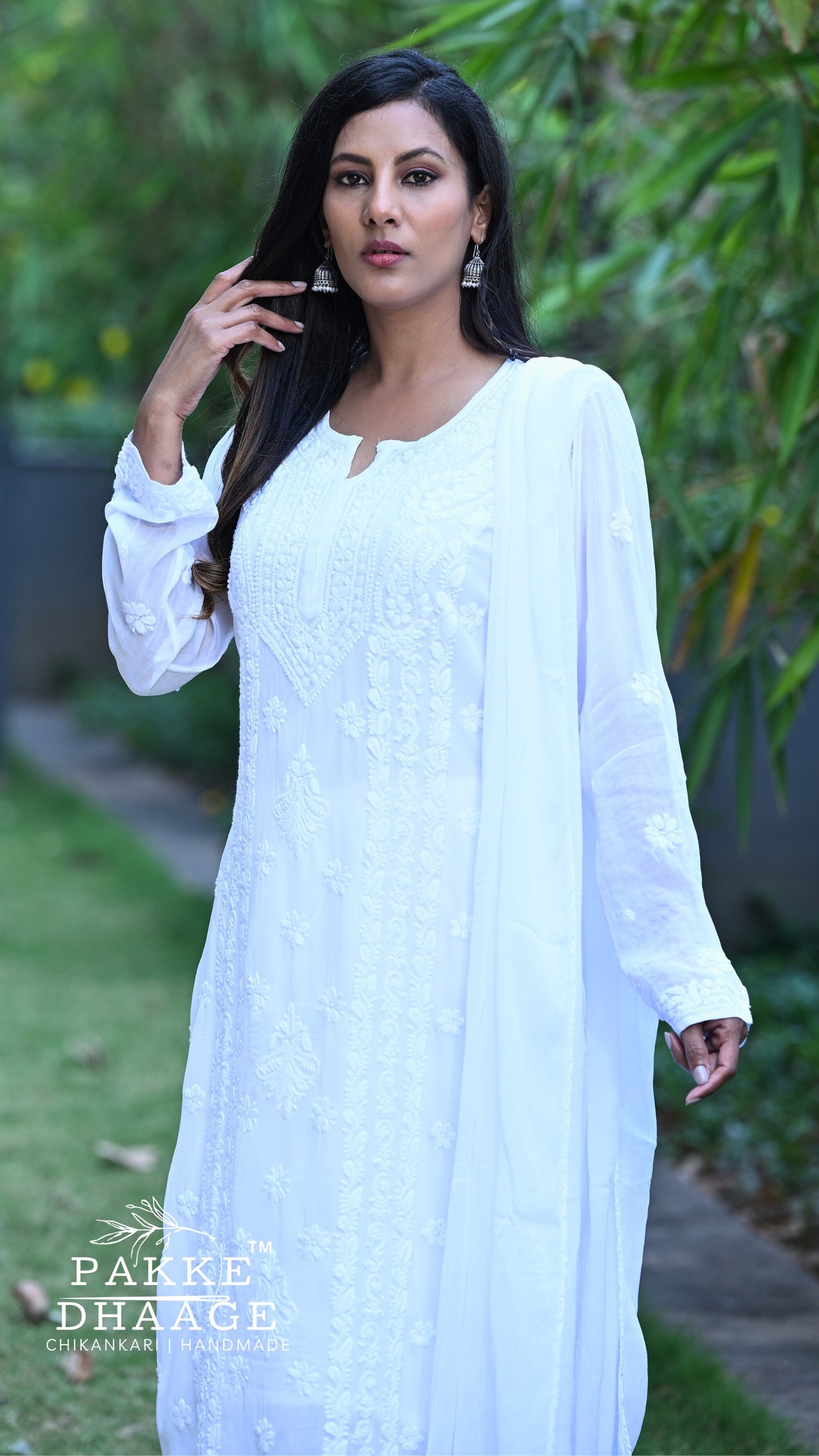 Nazakat Pure Viscose Georgette Kurtas & Sets Pristine White