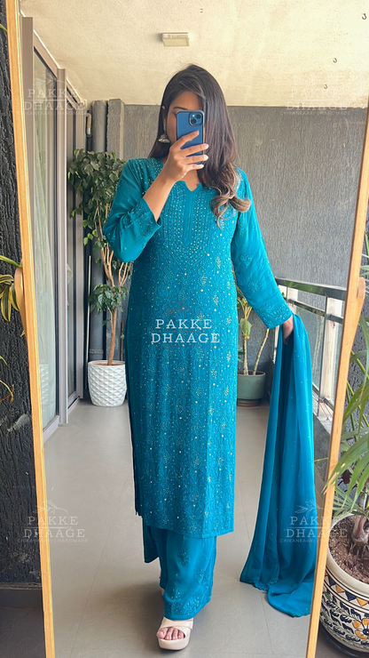 Roohani Pure Viscose Georgette Kurta & Kurta Sets - Peacock Blue