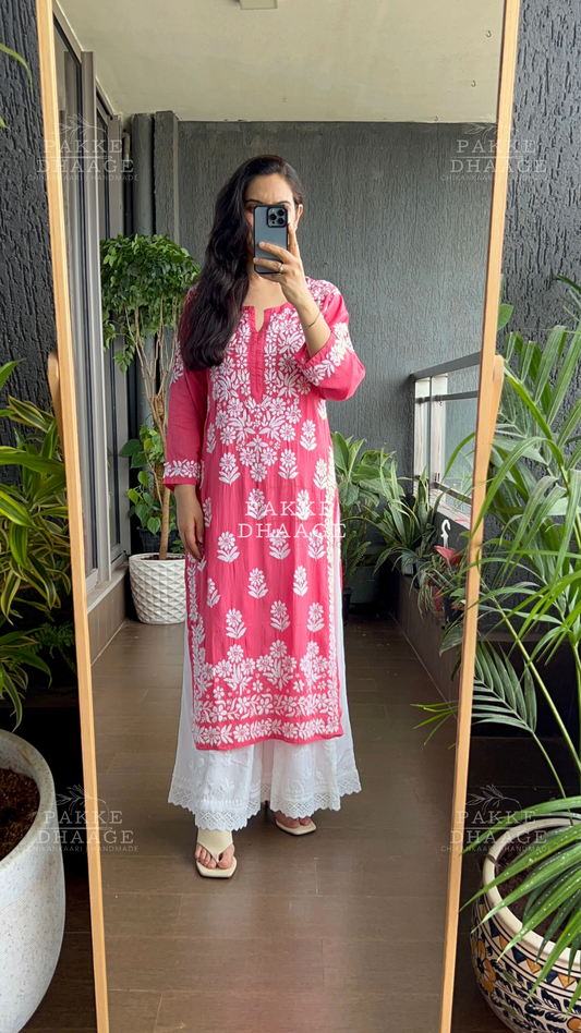 Aaliya Pure Modal Kurta - Pink Punch
