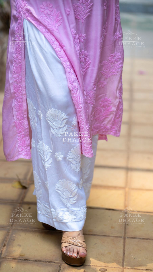 Pure Modal Chikankari Straight Palazzo - Free Size