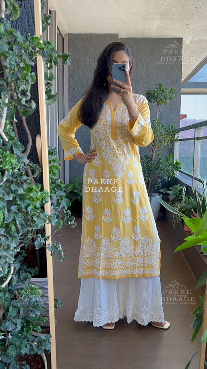 Aaliya Pure Modal Kurta - Sunshine Yellow