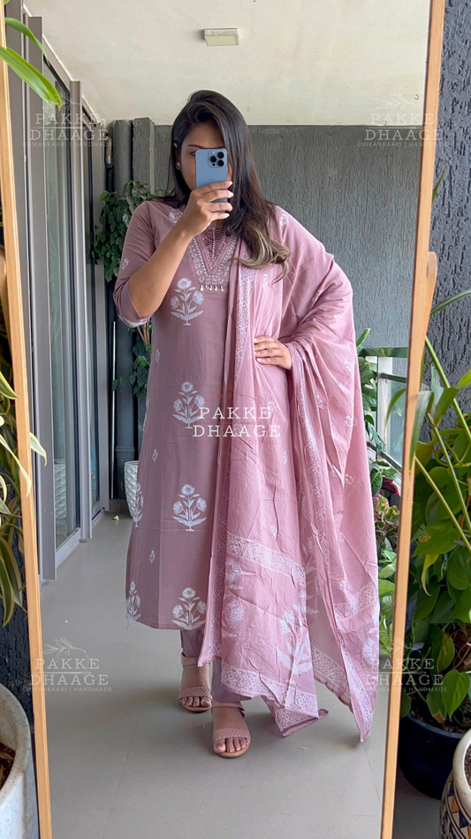 Muted Mauve Pure Cotton Suit Set