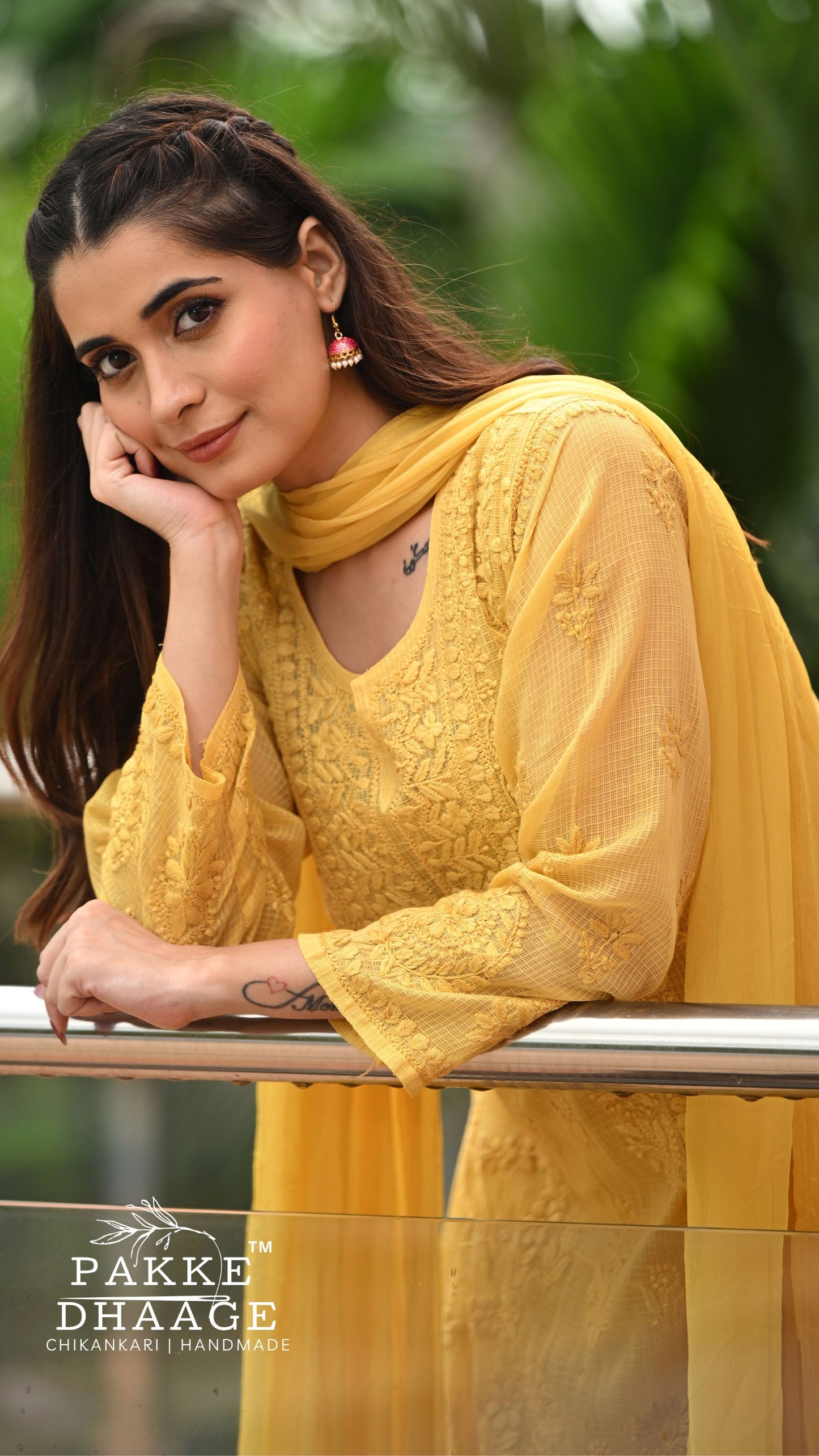 Amara Pure Kota Doria Chikankari Kurta & Kurta Sets - Sunbeam Yellow