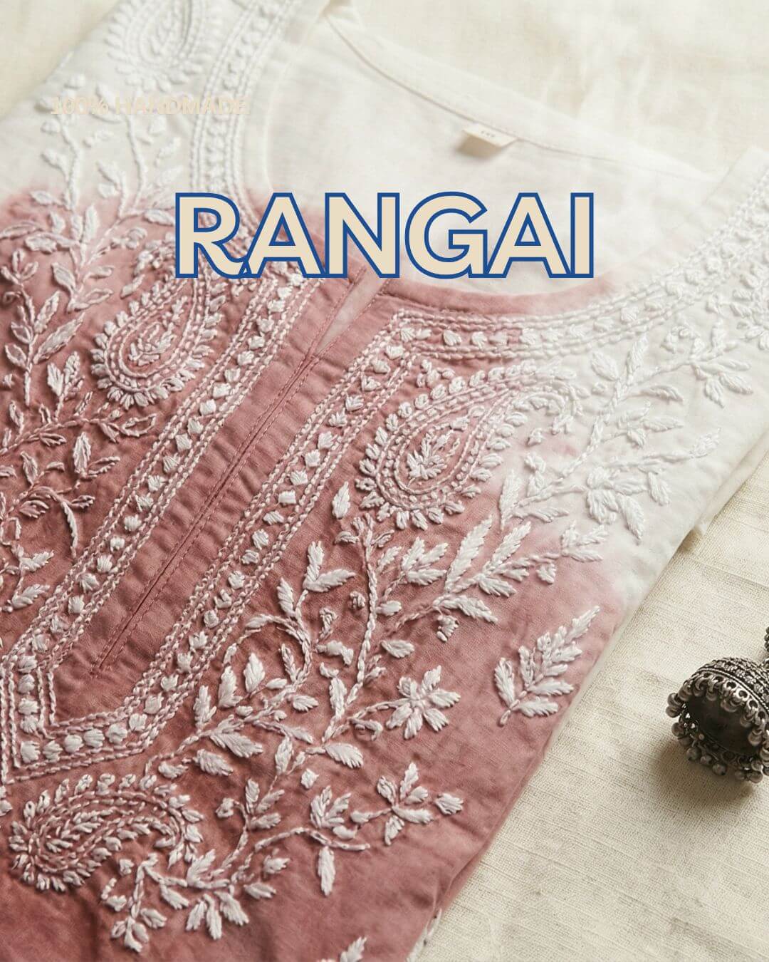 Traditional small-batch fabric dyeing and Rangai process for Chikankari kurta sets - Pakke Dhaage