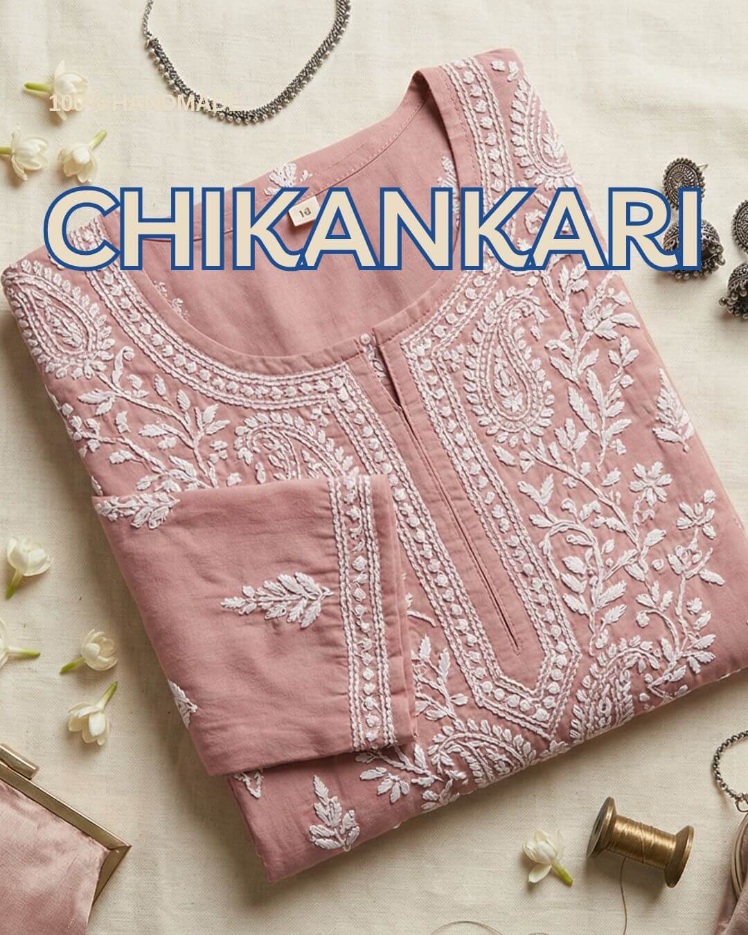 Finished hand-made Lucknowi Chikankari kurta set for women - Pakke Dhaage