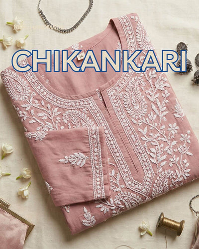 Finished hand-made Lucknowi Chikankari kurta set for women - Pakke Dhaage