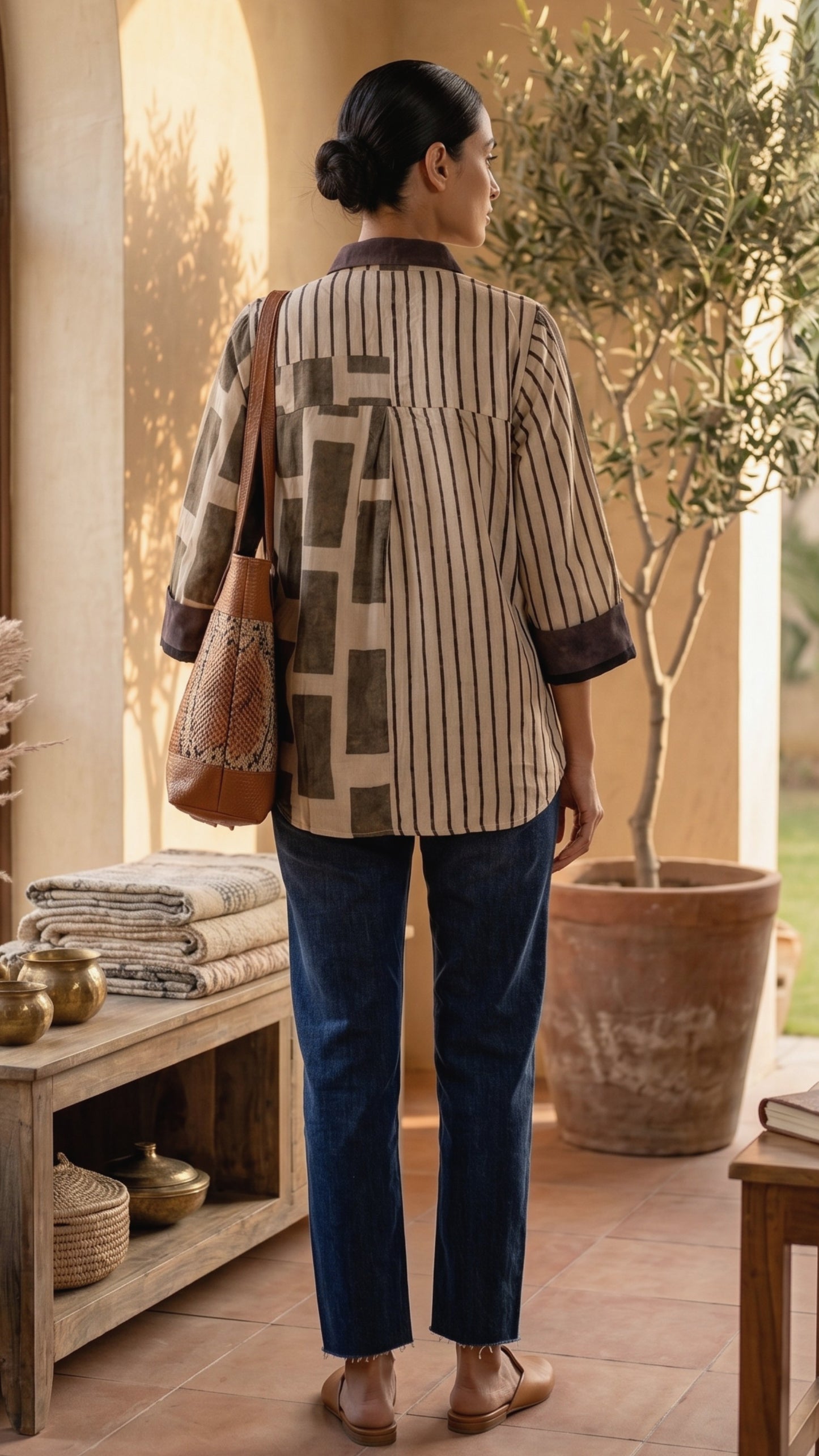 Assymetric Geometric Print Relaxed Fit Shirt