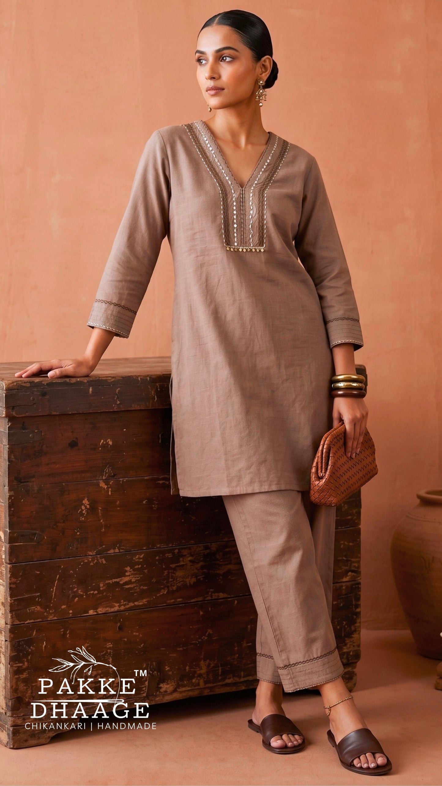 Slub Cotton Embroidered Co-ord Set