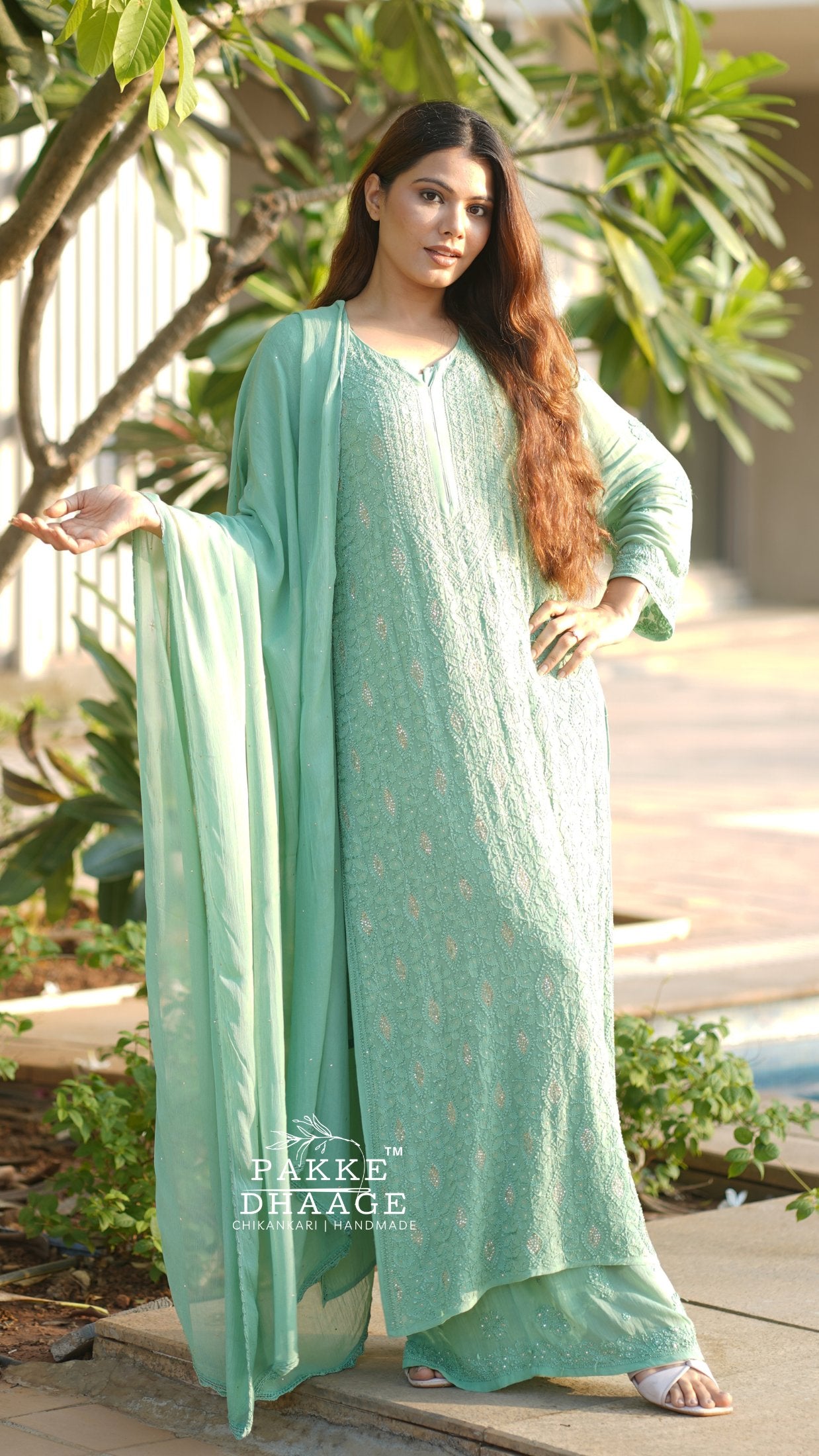 Roohani Pure Viscose Georgette Kurta & Kurta Sets - Stunning Sage Green