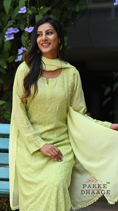 Sahiba Pure Viscose Kurta & Kurta Sets - Pistacchio Cream