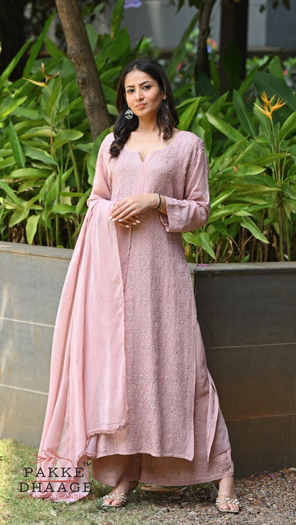 Sahiba Pure Viscose Kurta & Kurta Sets - Rose Clay