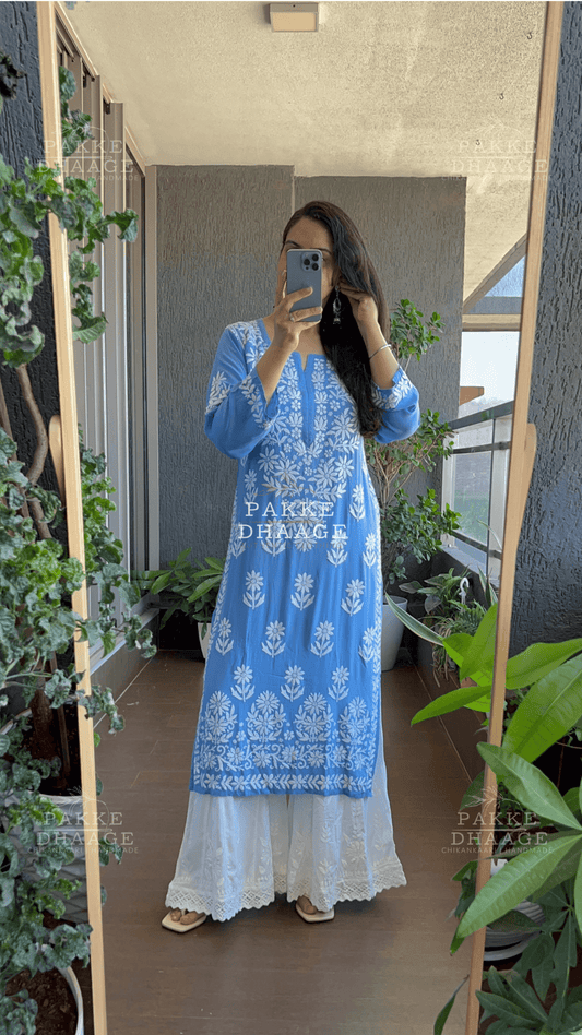Aaliya Modal Kurta - Powder Blue Pakke Dhaage