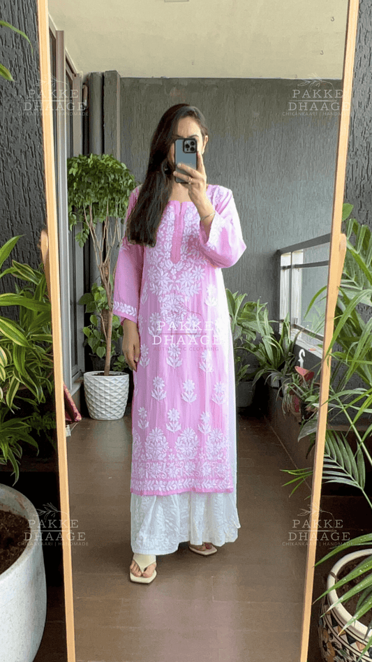 Aaliya Pure Modal Kurta - Bubblegum Pink Pakke Dhaage