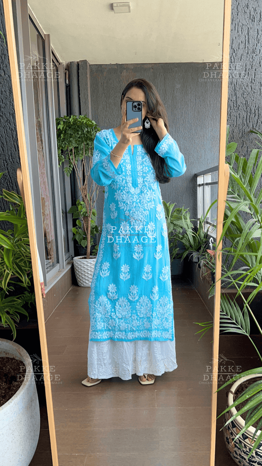 Aaliya Pure Modal Kurta - Sky Blue