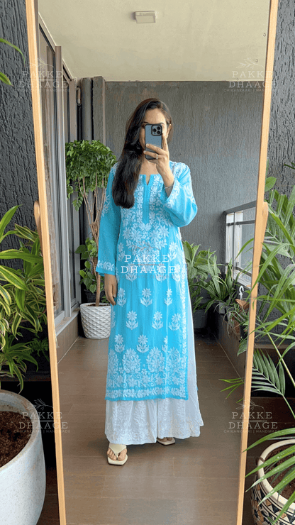 Aaliya Pure Modal Kurta - Sky Blue