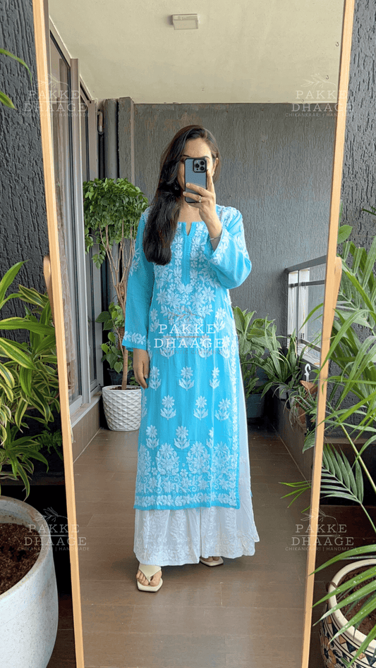 Aaliya Pure Modal Kurta - Sky Blue